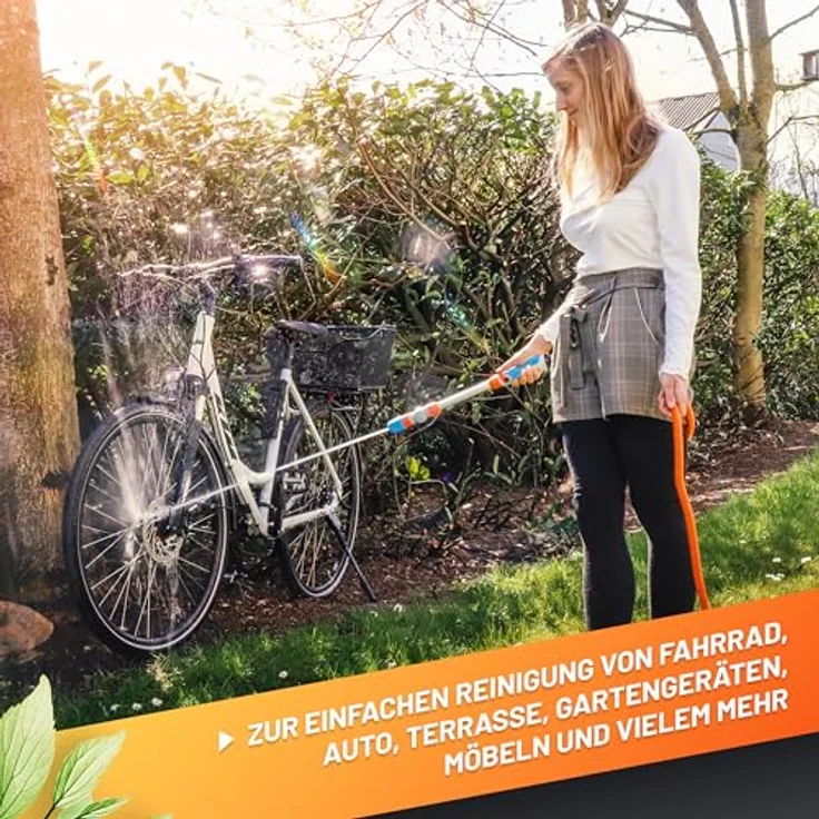 GRÜNTEK Sprühlanze für Schläuche, Reinigungs- und Bewässerungsstab mit 2 Strahlarten und schwenkbarem Sprühkopf – Bild 5