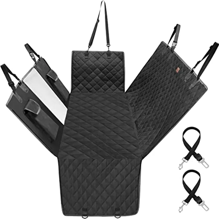Kingsleeve® Autoschondecke Wasserdicht Kratzfest Universal Sichtfenster Sitzgurt rutschfest Hundedecke für Auto Rücksitz Rückbankschutz Hunde SUV