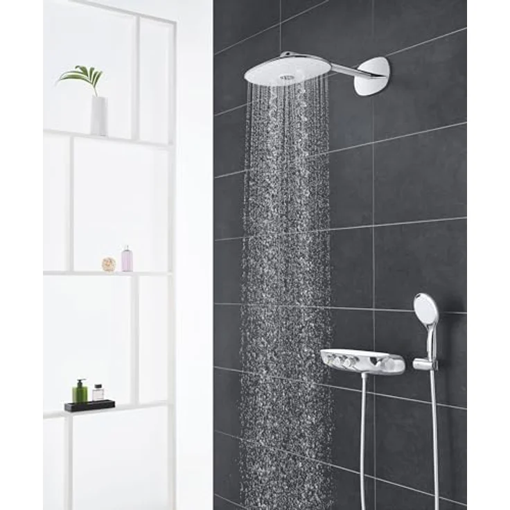 GROHE Rainshower Smartcontrol Duo 360, Duschsystem mit Thermostatbatterie, wassersparend, Verbrühungsschutz, inkl. Duschablage, Antikalk-System, moon white – Bild 3