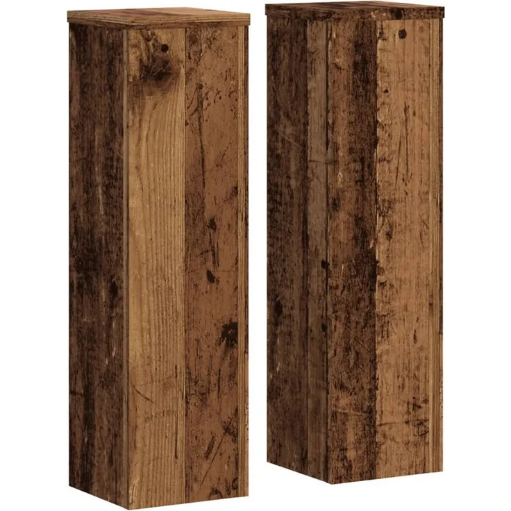 vidaXL Blumenständer Pflanzenständer 2 Stk. Altholz-Optik 17x17x60 cm Holzwerkstoff (2 St) – Bild 1