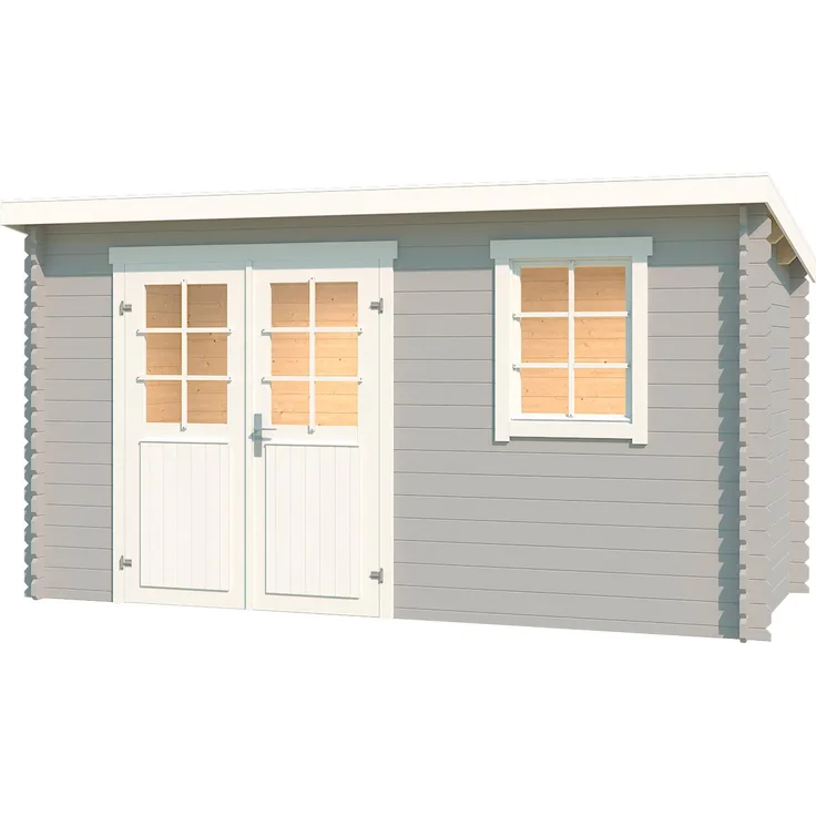 LASITA MAJA Gartenhaus Amira 175, 400x213 cm, 28mm Blochbohlen, Lichtgrau