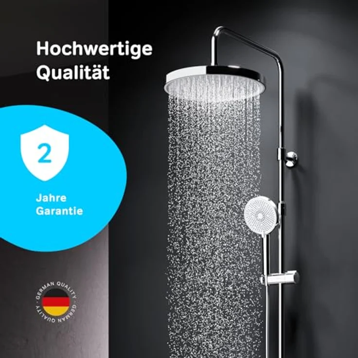 AM.PM Duschsystem Play, Thermostat Duscharmatur mit Regendusche und fünf Strahlarten, Chrom – Bild 3