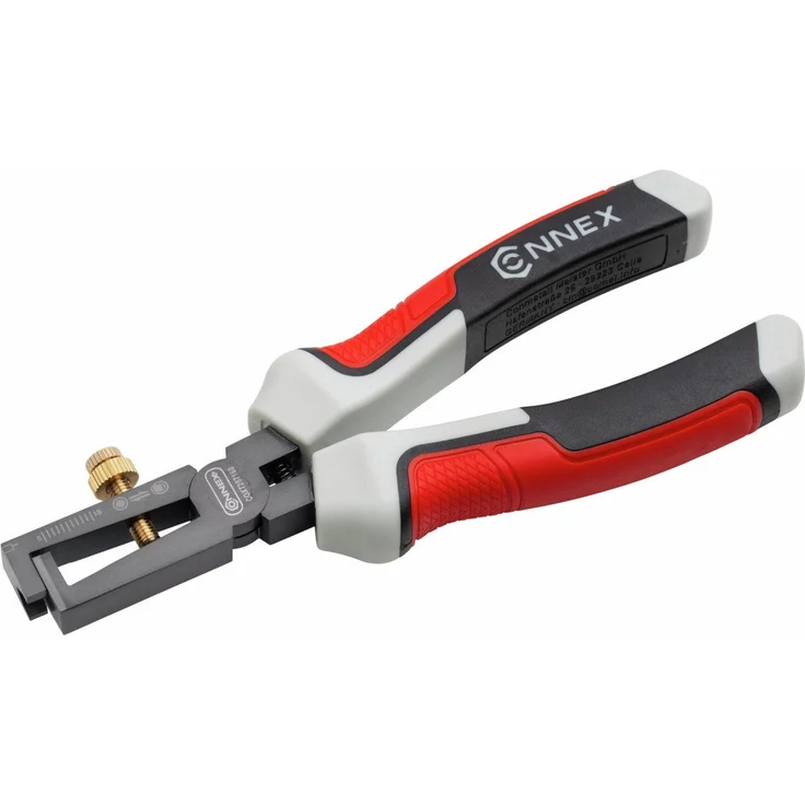 Connex Abisolierzange 160 mm, 3K-Griff mit ergonomischem Design und Chrom-Vanadium-Stahl, rot/schwarz/grau