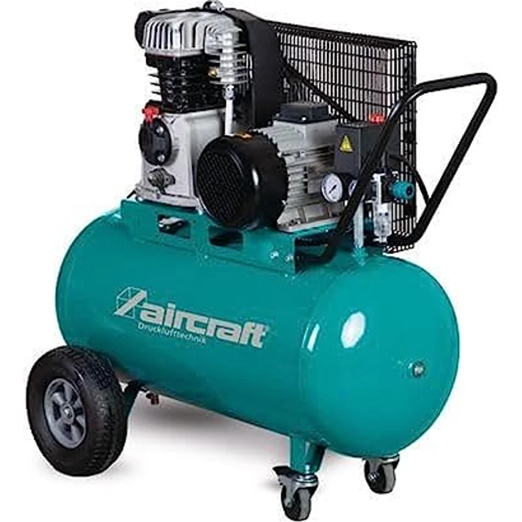 AIRCRAFT Kolbenkompressor AIRSTAR 603/90, Mobiler Riemenantrieb Kompressor mit Metall-Riemengitterschutz und CONDOR Druckschalter – Bild 1