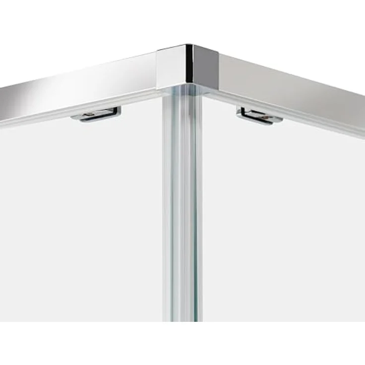 Beliani Duschkabine Silber, Sicherheitsglas mit Aluminium Rahmen, Eckeinstieg, Magnetschloss, doppelte Schiebetüren, 90x90x185cm, modernes Design – Bild 7