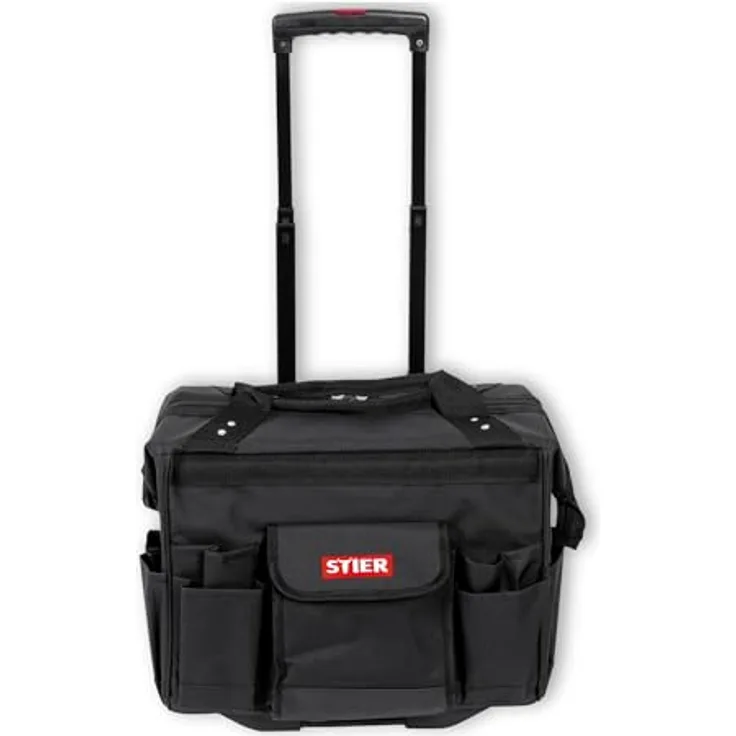 Stier Werkzeugtrolley Premium, 460 x 260 x 430 mm, robuster Tragegriff, Teleskopgriff, reißfestes Polyester