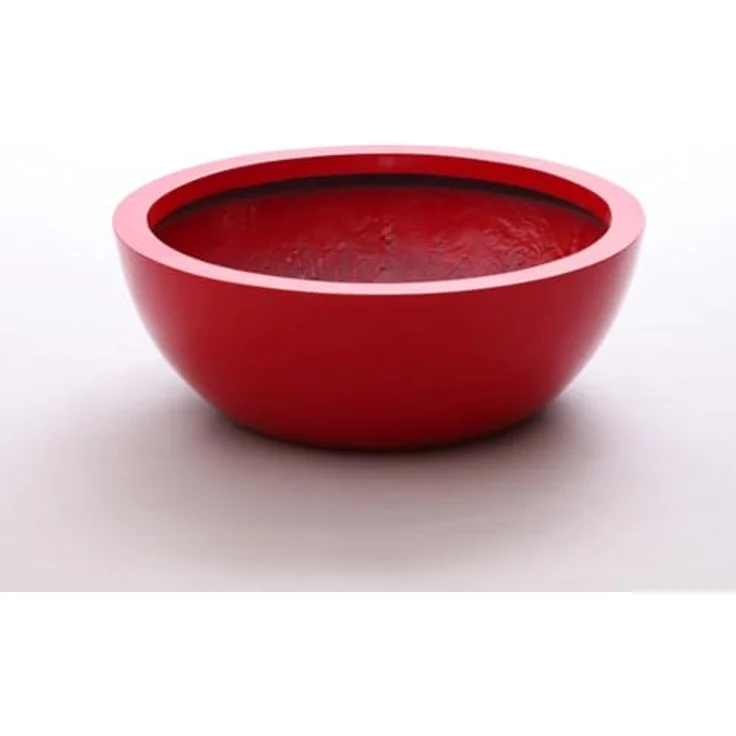 Elegant Einrichten Pflanzkübel Fiberglas Schale-Rund D34xH12cm Hochglanz-Rot, UV-beständig und frostgesichert – Bild 1