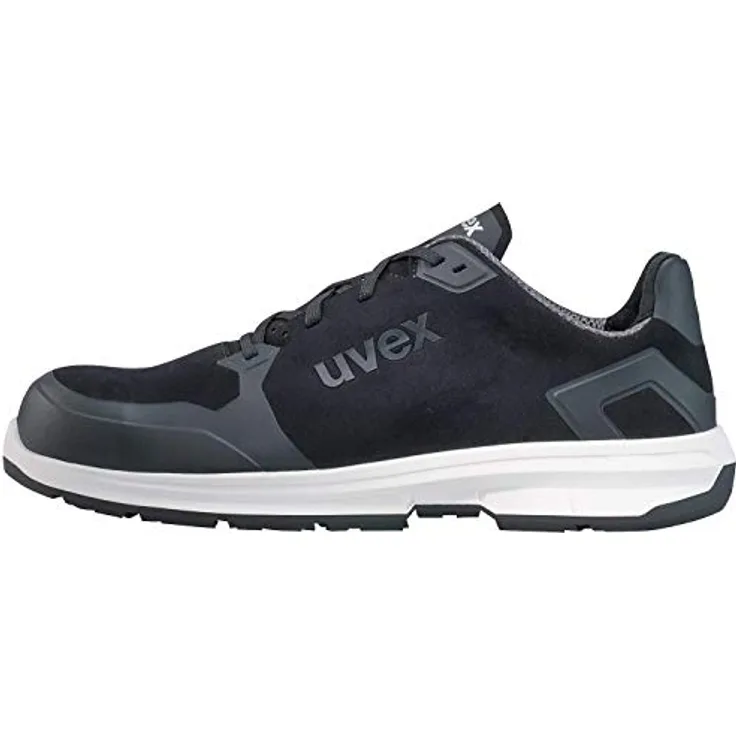 Uvex 1 Sport S3 ESD Sicherheitsschuhe für Herren - Bequeme & Atmungsaktive Arbeitsschuhe für Männer - Leichte & Ergonomische Halbschuhe Velours ,Schwarz,47 EU