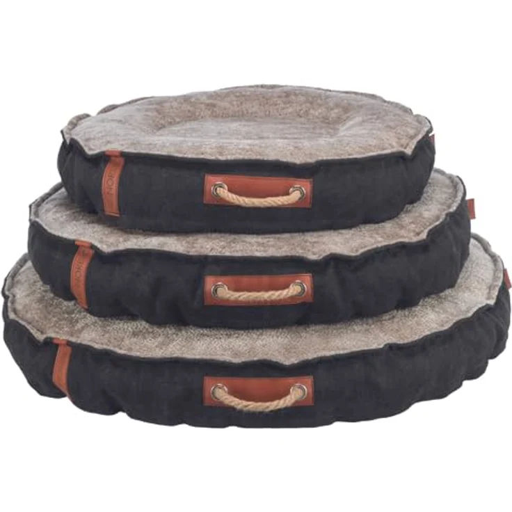 TRIXIE Hundebett BE Nordic Föhr ø 60 cm in schwarz/Sand – eckiger Hundekorb für kleine & große Hunde - gemütliches Hundekörbchen mit praktischem Tragegriff - weich & waschbar - 36594 – Bild 5