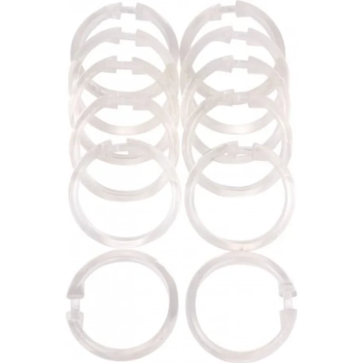 WENKO Duschvorhangringe, 12er Set transparent, rund, Ø 6 cm, mit Verschluss – Bild 2