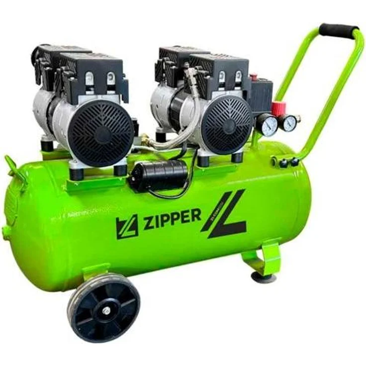 Zipper ZI-COM50SI, Silent Kompressor mit 50 Litern Kesselvolumen und 1500 W Leistung, grau