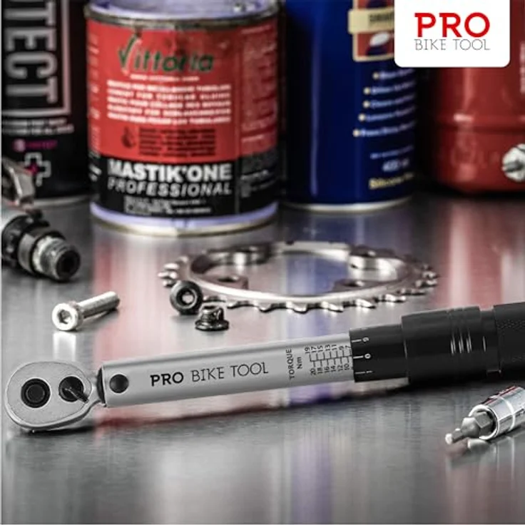 Pro Bike Tool Drehmomentschlüssel Fahrrad Motorrad 1/4 Zoll Antrieb Umschaltknarre, Silber Carbon – Bild 9