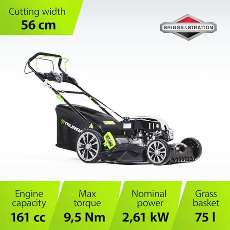 NAC Rasenmäher Diesel B&S 161Cc 750Ex Eq2-700X Murray, Benzin-Rasenmäher mit Briggs & Stratton-Motor, 75 Liter Grasfangkorb, leiser Betrieb – Bild 2