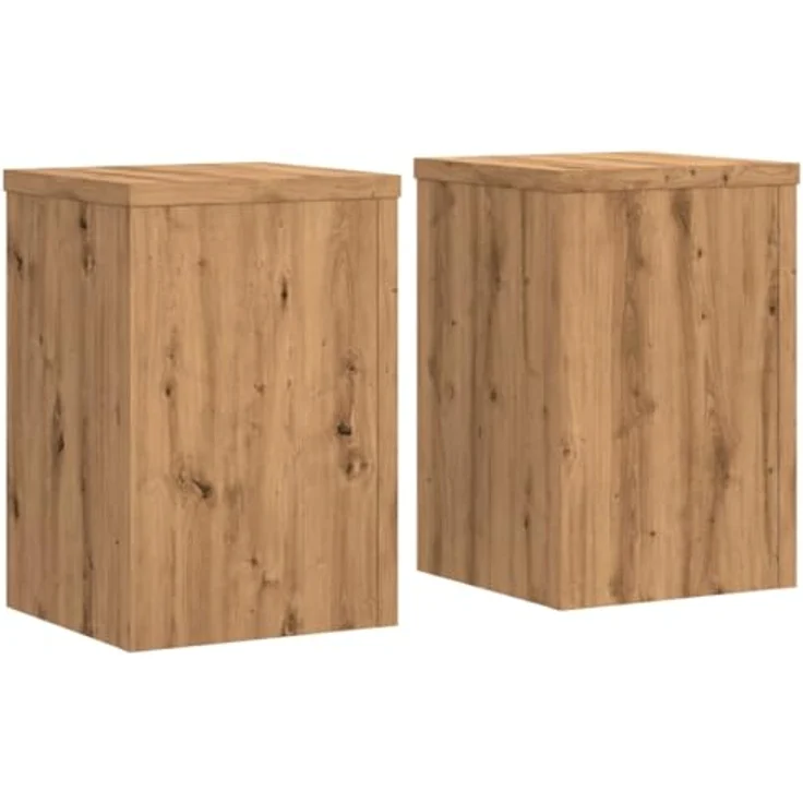 vidaXL Blumenständer Pflanzenständer 2 Stk Artisan-Eiche 25x25x35 cm, Robustes Holzwerkstoff, Stabile Oberplatte, Leicht zu reinigen – Bild 1