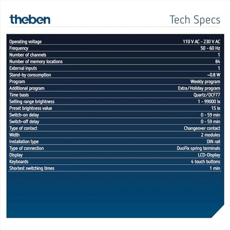 Theben LUNA 121 top3 RC AL, Digitaler Dämmerungsschalter mit Lichtsensor, 1 Kanal, IP55, bis 3600 W Lampenlast, mit Wochenprogramm und App-Programmierung – Bild 4