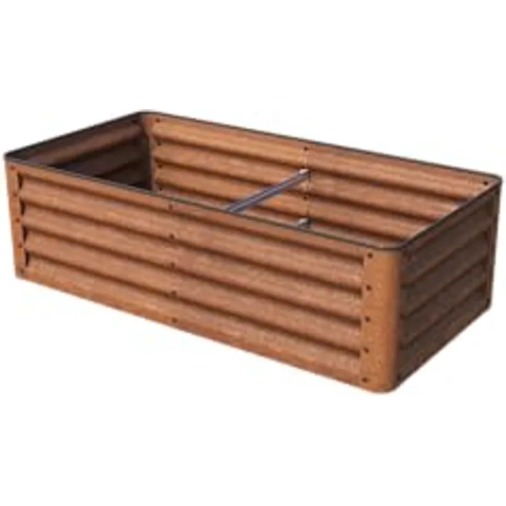 GFP Primeyard Luca Cortenstahl-Hochbeet 120x60x35 cm, stabiles Gartenbeet mit natürlicher Rostoptik, sicherem Kantenschutz und ganzjährigem Einsatz
