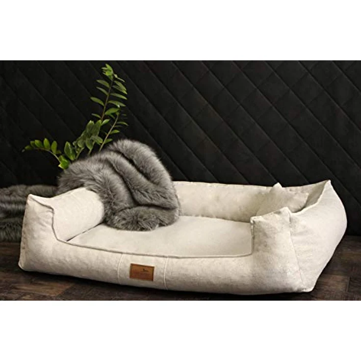 tierlando® Orthopädisches Hundebett Goofy Couture | Samtweich | Eleganter Möbelstoff | Eyecatcher | ~ inkl. Matratzenschoner | Creme | G3-A-05 – Bild 2