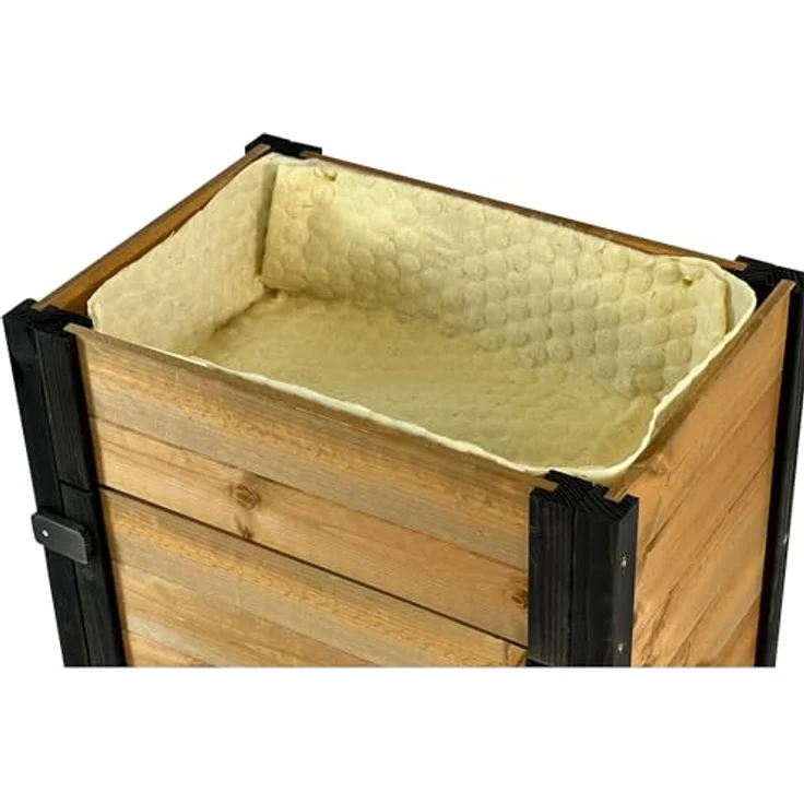 dobar® Rollbares Hochbeet mit Staufach inkl. Schafswolle Gr. L - 60 x 40 x 80 cm - Schwarz-Braun – Bild 4