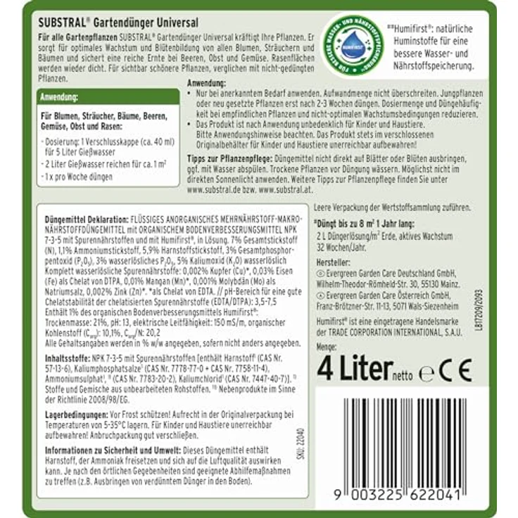 Substral Universal Flüssigdünger, 4L - Fördert Pflanzenwachstum & Blütenbildung, mit Humifirst für alle Gartenpflanzen – Bild 2