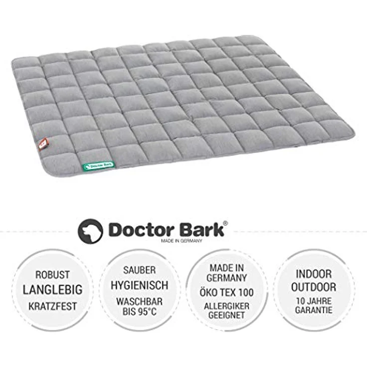Doctor Bark Hundedecke - weiche, hochwertige Hundematte für größere Hunde, robuste Indoor - Outdoor Liegedecke, waschbar bis 95°C (Gr. L, Hellgrau) – Bild 2