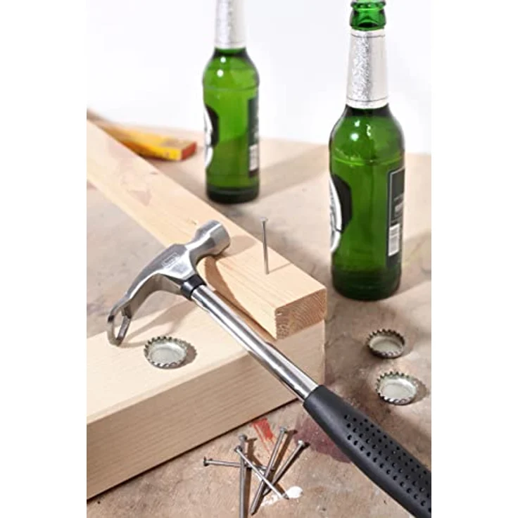 kwb 445992 Feierabend-Hammer mit Bier-Öffner, Kapsel-Heber, ideal als Geschenk für Männer, m. Gummi-Griff – Bild 7