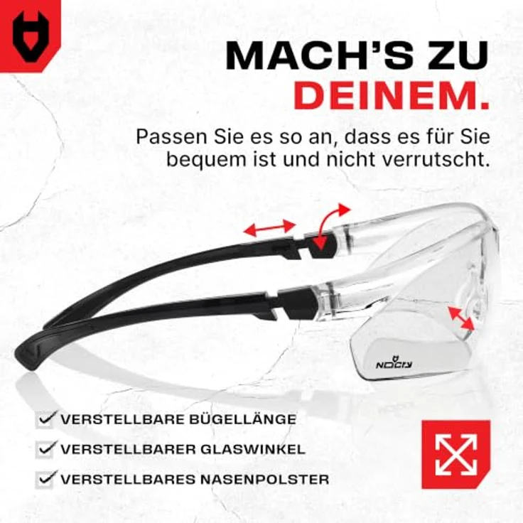 NoCry Klare Schießbrille für Herren, Anti-Beschlag und kratzfest, verstellbare Bügel und Nasenpolster, 100% UV-Augenschutz, ANSI Z87 zertifiziert – Bild 5