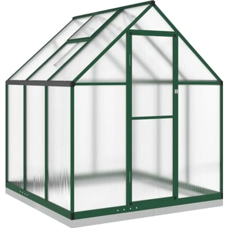 vidaXL Gewächshaus mit Fundamentrahmen Grün 169x169x202 cm Aluminimum, UV-beständige Platten, durchdachtes Design – Bild 1