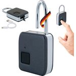SCHWAIGER 715941 Fingerabdruck Schloss, Elektronisches Bügelschloss, wasserdicht, zinklegiert, USB-C aufladbar, inkl. USB-C-Kabel