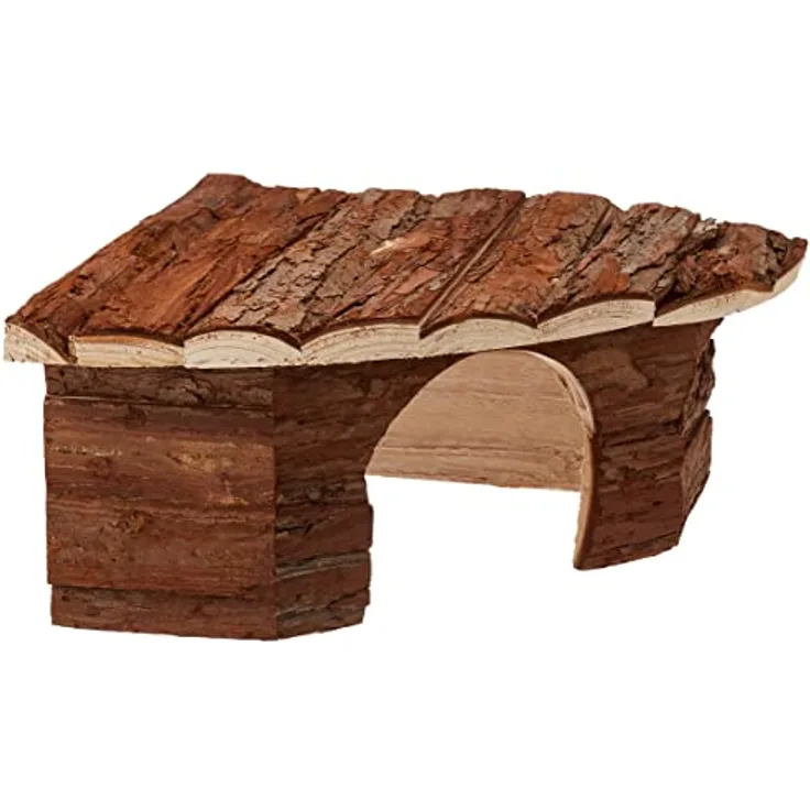 Croci Wood Eckhaus - Haus für Nagetiere und Meerschweinchen, Eckunterstand aus Holz, Zubehör für Hamster und Mäuse, 42 x 15 x 30 cm