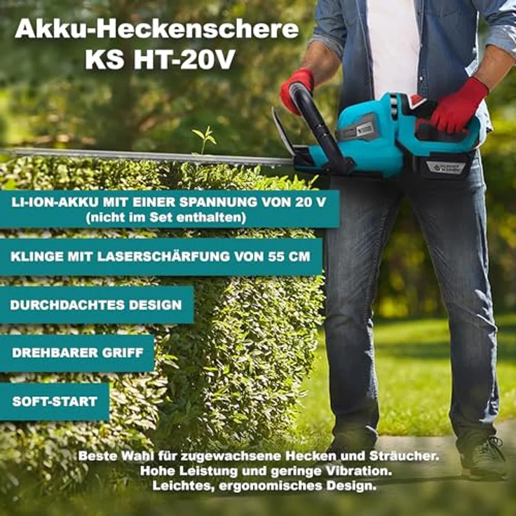 Könner & Söhnen Akku-Heckenschere KS HT-20V, kabellos und leistungsstark – Bild 2