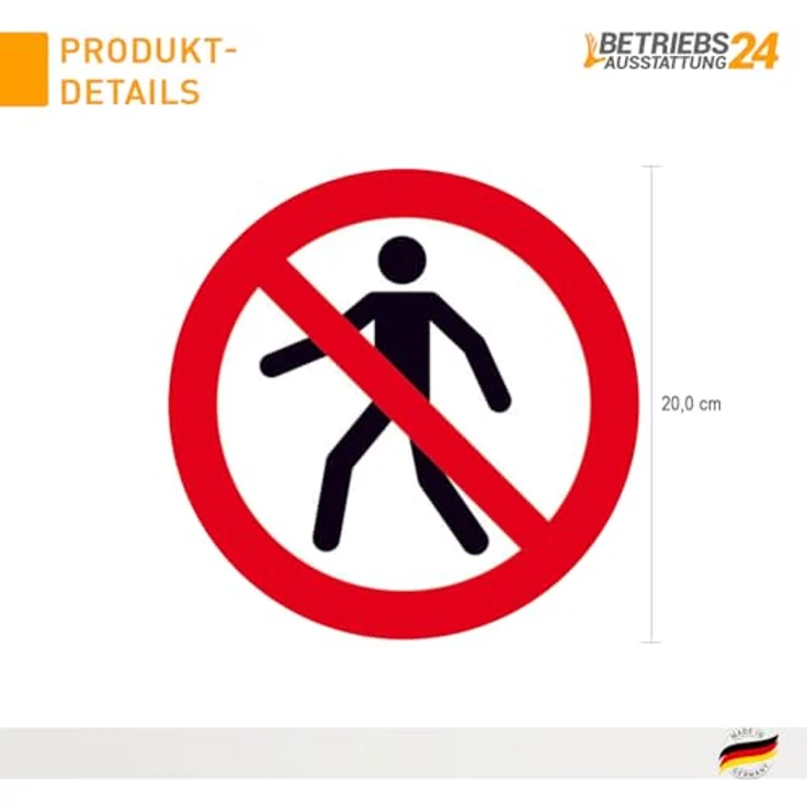 Betriebsausstattung24 Verbotsschild Für Fußgänger verboten, Ø 20 cm, geprägtes Aluminium, witterungsbeständig, Symbol Schild, P004 – Bild 2