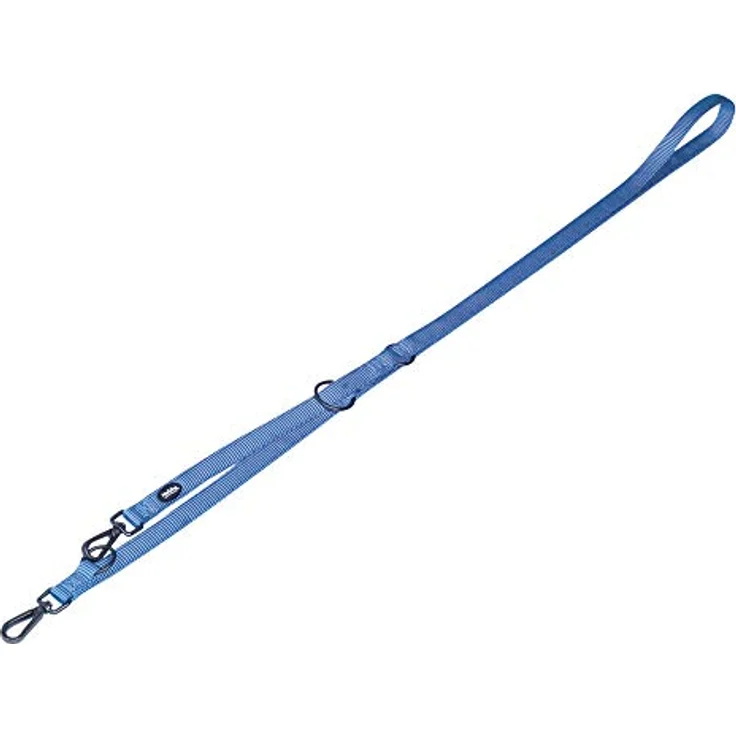 Nobby Führleine Classic Comfort, hell blau, extra weiches Nylon, 200 cm lang, 20 mm breit, 3-fach verstellbar, matt schwarze Metallteile, doppelt genäht – Bild 1
