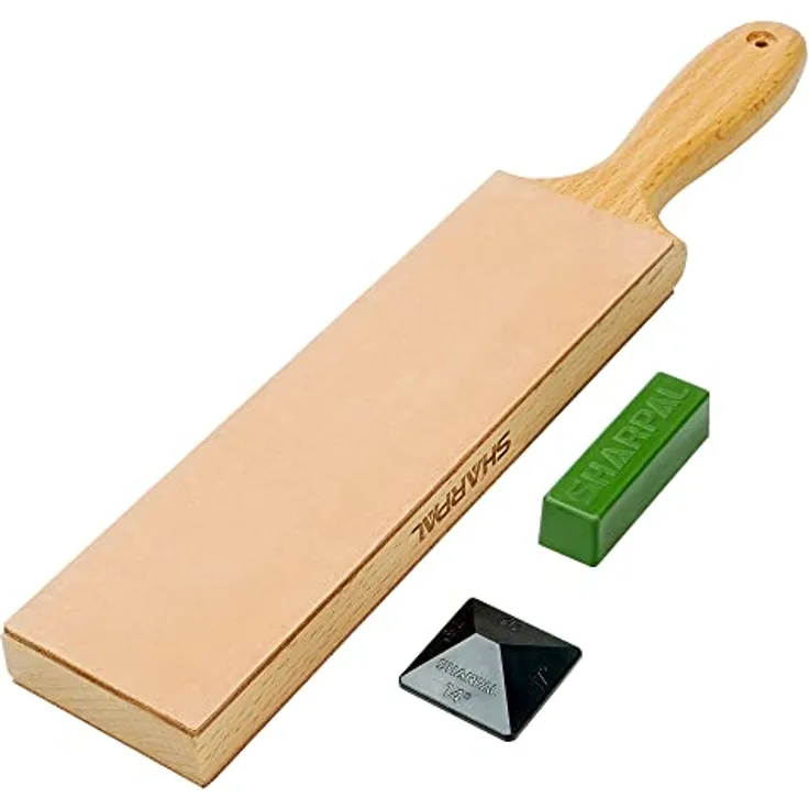 SHARPAL 205H Doppelseitiger Leder-Streichriemen, 330 x 60 mm Kit mit 53g Polierpaste & 4-fach Winkelführung für haarscharfes Honen von Messern