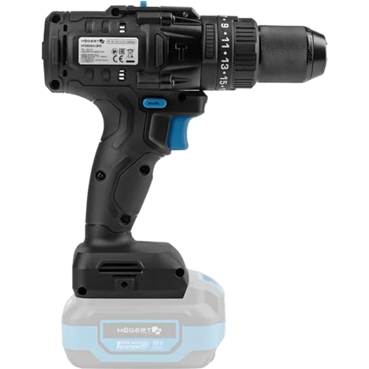 HÖGERT TECHNIK Bürstenloser Akku-Schlagbohrschrauber 18V, 100 Nm Drehmoment, 13 mm Bohrfutter, 23 Drehmomenteinstellungen, LED-Beleuchtung, Metallgetriebe, ohne Akku – Bild 5