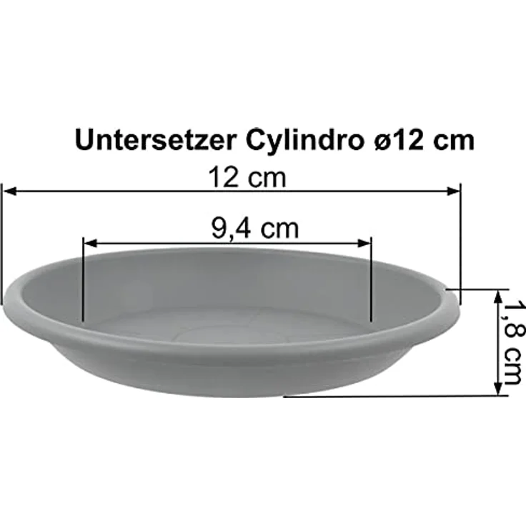 MePla Blumentopf-Untersetzer für Pflanzkübel Cilindro - runder Kunststoff-Unterteller - wetterfestes Pflanzgefäß - UV-beständig - Ø 12 cm - Anthrazit – Bild 2