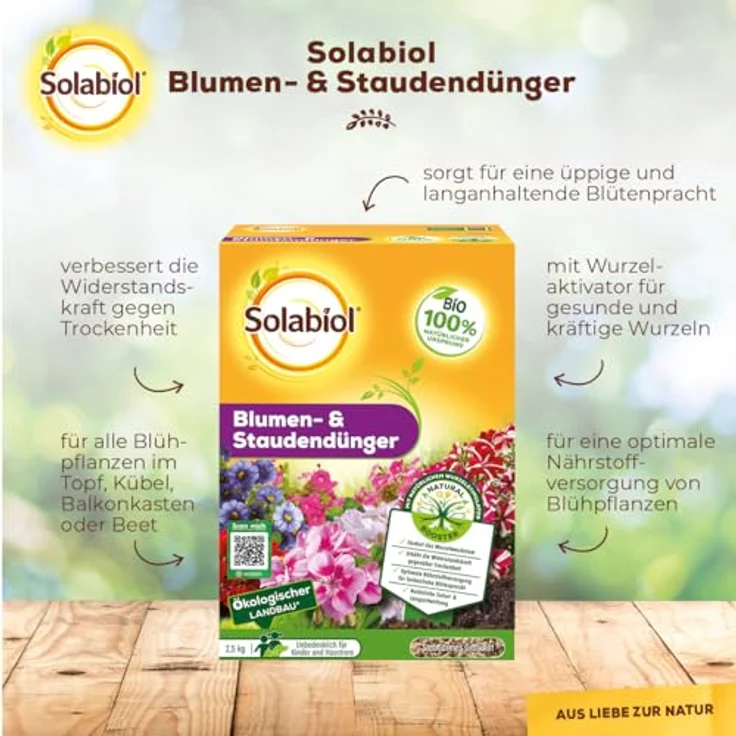 Solabiol Blumen- & Staudendünger, Spezialdünger mit Sofort- und Langzeitwirkung für Blumen, Stauden und Blütensträucher, 2,5 kg, organisch-mineralisch mit Wurzelaktivator Osiryl – Bild 2