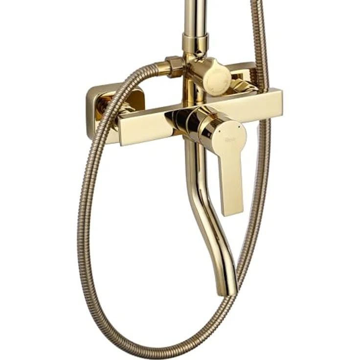 wohnwerk.idee Duschsystem Design Duscharmatur mit Regenbrause und Handbrause, verschiedene Farbvarianten in Kupfer matt, Gold poliert, Titan, Schwarz und Chrom – Bild 2