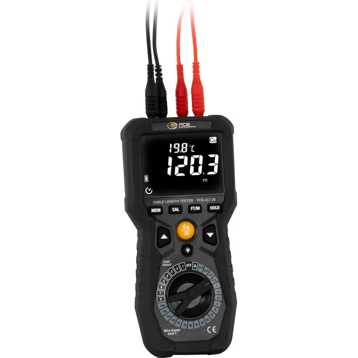 PCE Instruments Kabellängen-Tester PCE-CLT 20 mit Temperaturüberwachungsfunktion, 8 Speicherplätzen und Unterstützung für Kupfer- und Aluminiumkabel