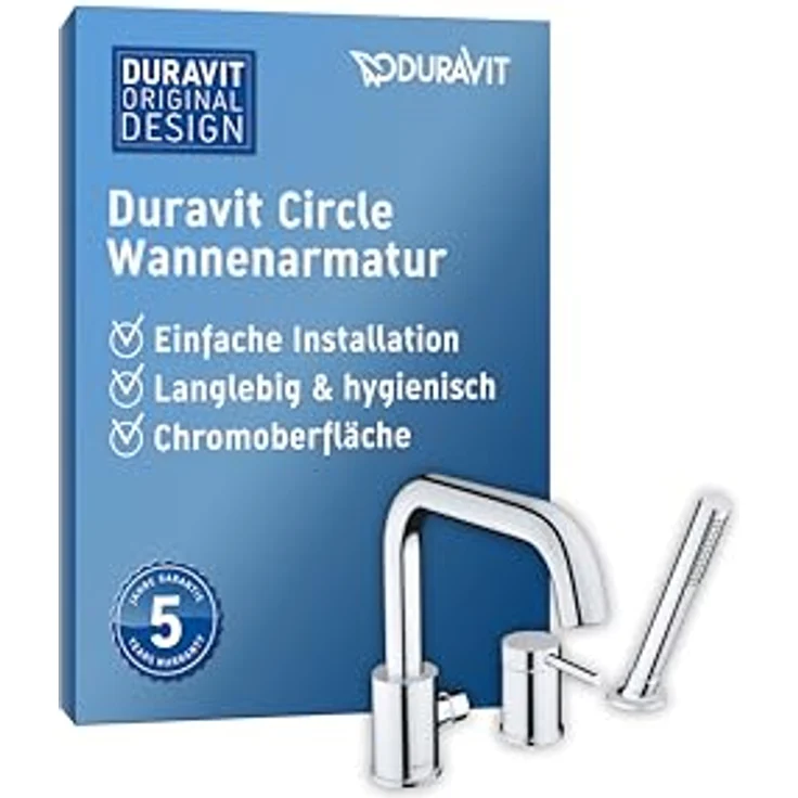 Duravit Circle 3-Loch Wannenarmatur, Ausladung 215 mm, Wannenrandmontage, verchromt, CE5260000010 – Bild 1