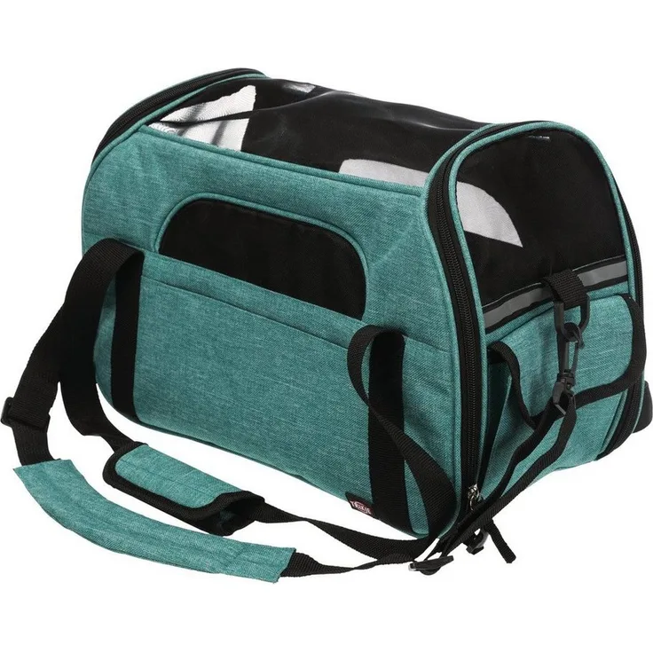 TRIXIE Tiertransporttasche Tasche Madison grün für Hunde, abnehmbarer Schulterriemen, Kurzleine, gepolsterte Bodenplatte