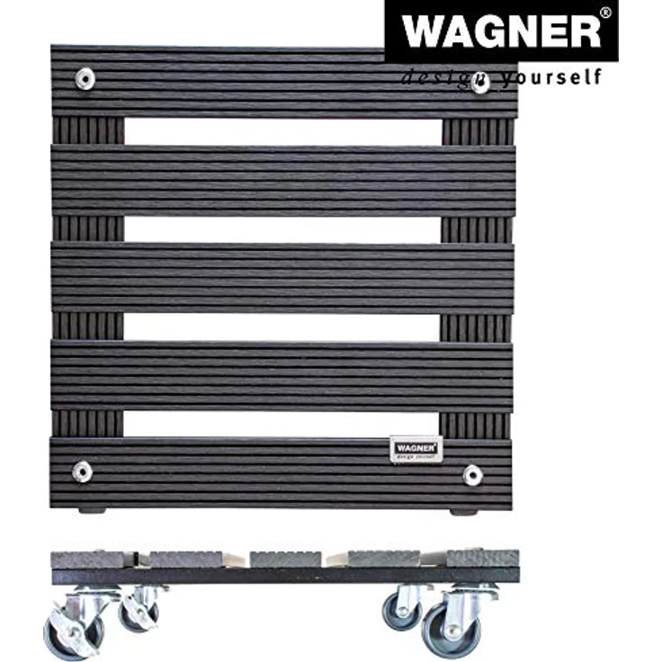 WAGNER Pflanzenroller WPC 29x29 cm I Pflanzenroller & Blumenroller für Außenbereich + Innenbereich, anthrazit I Kübelroller Wood Plastic Composite mit 2 Feststellern I Tragkraft 80kg ? 20052001 – Bild 6