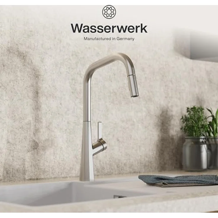 Naber Küchenarmatur Wasserwerk Kristea, Hochdruck Einhebelmischer mit schwenkbarem und herausziehbarem Auslauf, edelstahlfarbig – Bild 3