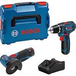 Bosch Professional Combo Kit GSR 12V-15 + GWS 12V-76 (inkl. 2x 2,0-Ah-Akku, Ladegerät GAL 12V-40, in L-BOXX)