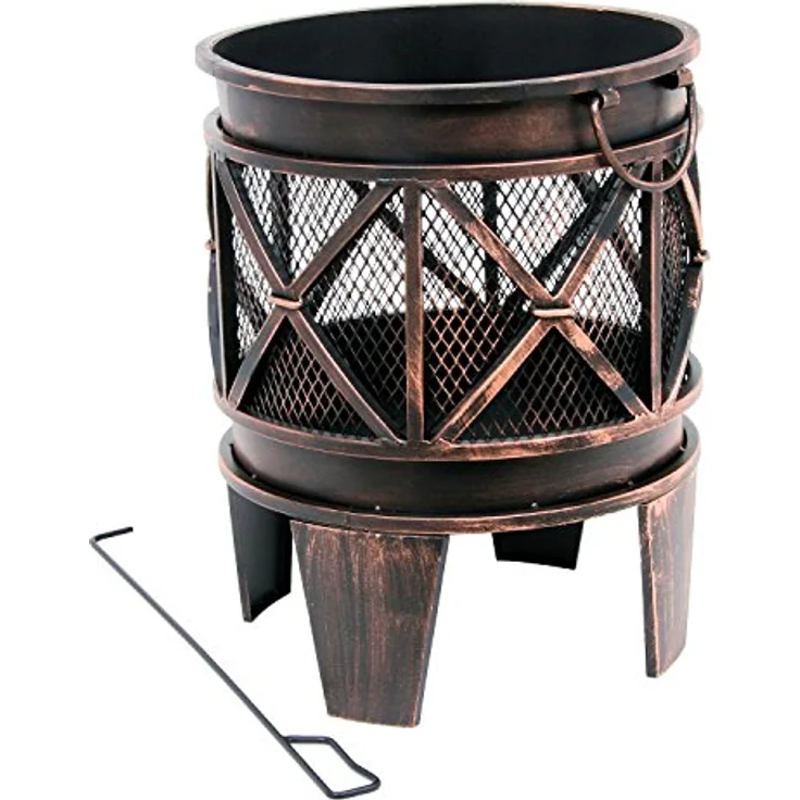 BBQ-Toro Feuerkorb Plum Ø 42 cm inkl. Schürhaken | Feuerschale in Antik-Rost-Optik | Feuertopf für Camping, Garten und Terrasse | Firepit, Funkentopf, Feuerkessel, Holzbrenner, Brennkessel – Bild 4