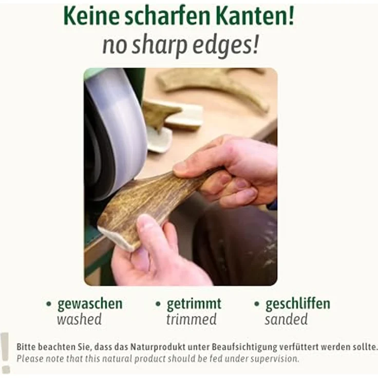 ChronoBalance® L (2er Set) Geweih Kaustange für Hunde halbierte Stücke Kauspielzeug: Zahnpflege Kaustab aus 100% Hirschgeweih, Hundespielzeug für Zahnhygiene, Kauknochen ohne Chemie – Bild 5
