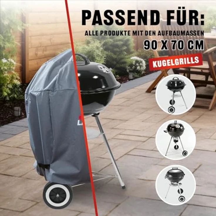 LANDMANN Grillabdeckung, grau, 90 x 70 x 70 cm, wetterfest – Bild 9