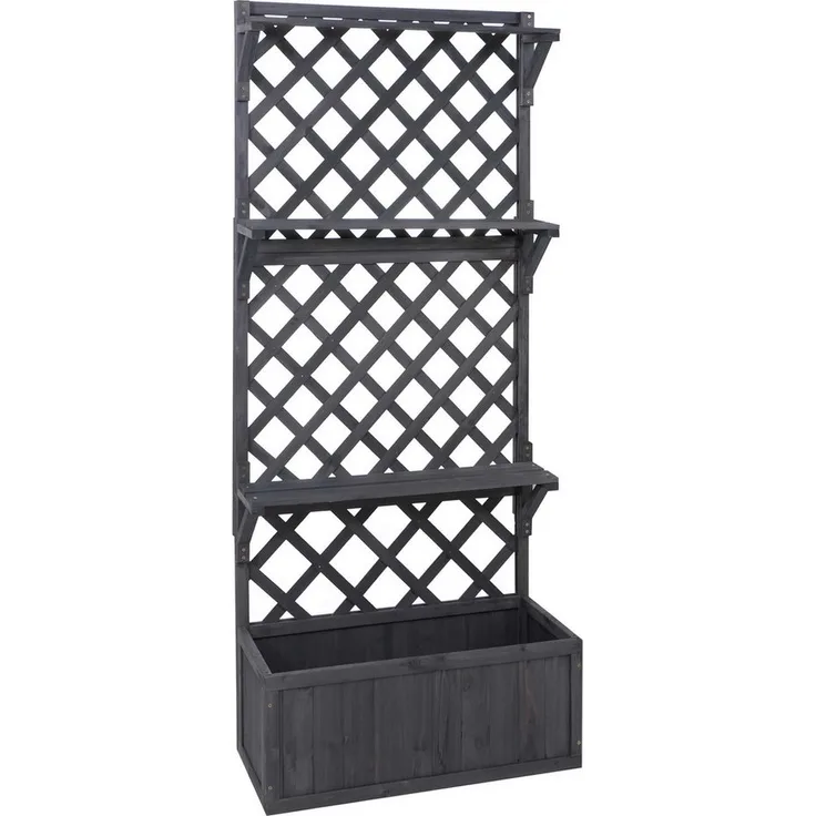MCW Hochbeet MCW-P69, Pflanzkasten aus Holz mit integriertem Rankgitter, für flexible Bepflanzung, ideal für Balkon und Garten