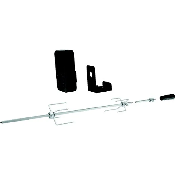 tepro Universal Grillspiess-Set, batteriebetriebener Rotisserie aus Edelstahl mit 2 Fleischklammern, Handgriff und Verlängerung, Maße ca. 92 x 10 x 12 cm