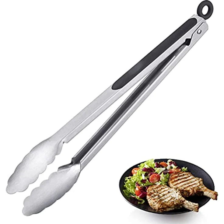 Westmark Grillzange + Servierzange, Mit Edelstahllaffen und gummierten Griffen, Länge: 35 cm, Rostfreier Edelstahl/Kunststoff, Classic Spezial Maxi, Silber/Schwarz, 16252270 – Bild 2