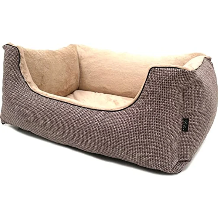Lebon - Hundebett Louis Plus - 3 Größen - 80cm, 100cm und 120cm - Orthopädisch - Hochwertig und Made in EU - 3 Farben - 3 Größen - Kuschlweich - Hoher Rand - Waschbar - Bester Liegekomfort (M, Braun) – Bild 1